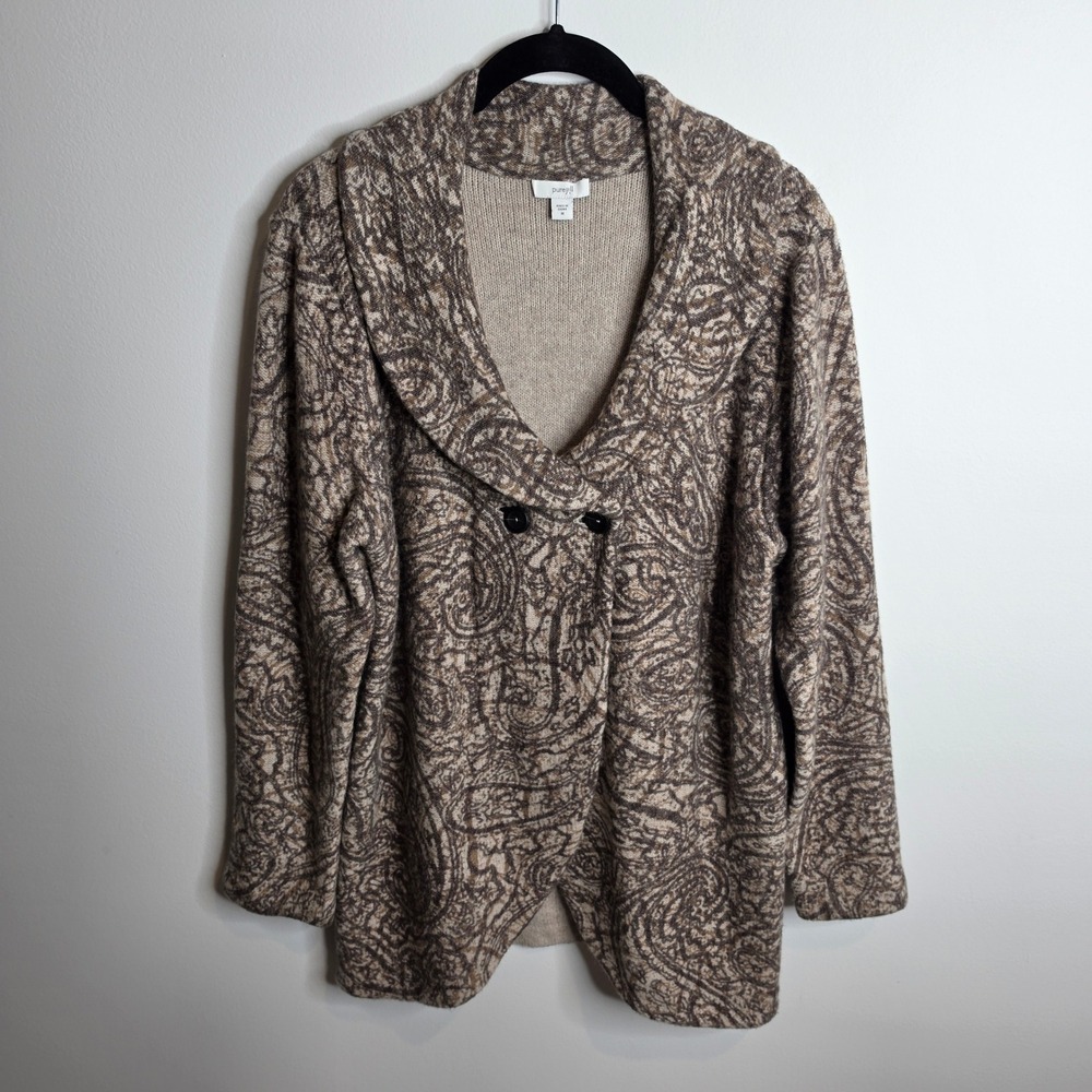 Pure Jill Paisley Shawl Collar Cardigan Womens Medium